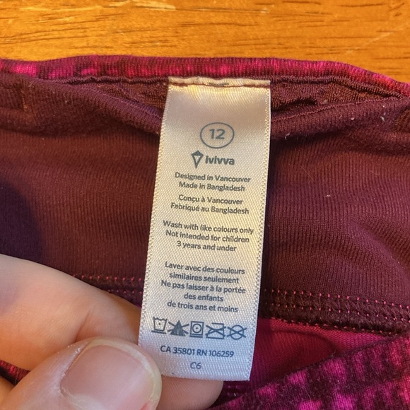 ivivva by Lululemon Girls Size 12 Rhythmic Tights Full Length Leggings Plaid - Picture 8 of 14